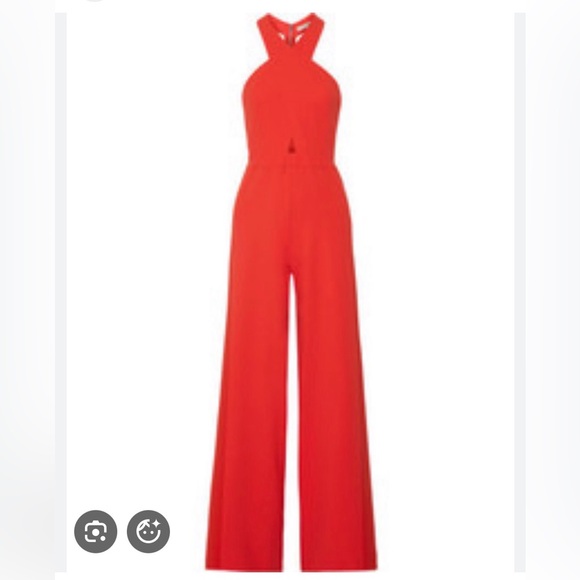 Alice + Olivia Pants - Alice + Olivia Red Halter Wide-Leg Jumpsuit